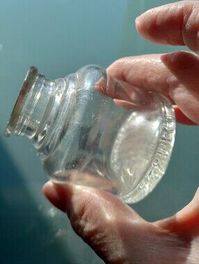 Vintage Empty Clear Glass Inkwell Bottle